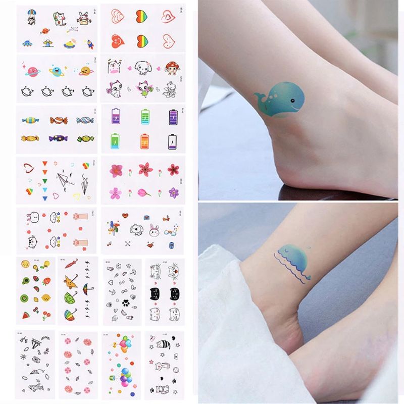 10 lembar Tatto temporer Korean aesthetic lucu / Temporary Tattoo sticker korean
