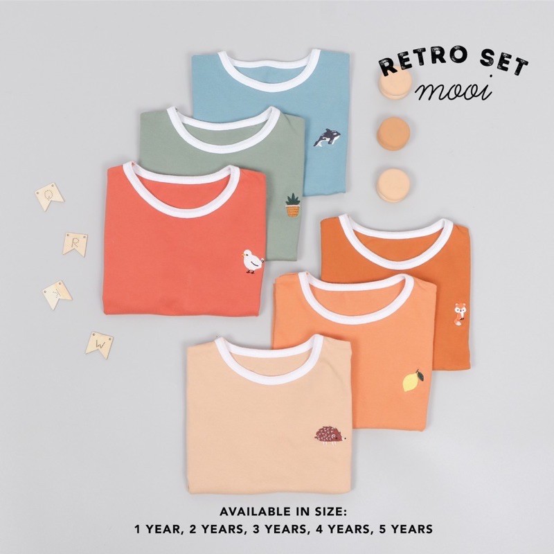 MOOI SETELAN RETRO SET /TSHIRT RETRO SET/SETELAN ANAK