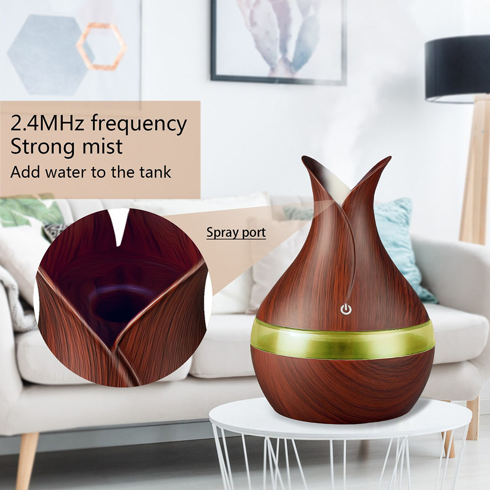 JUTAOHUI Air Humidifier Aromatherapy Oil Diffuser Wood Design 300ml
