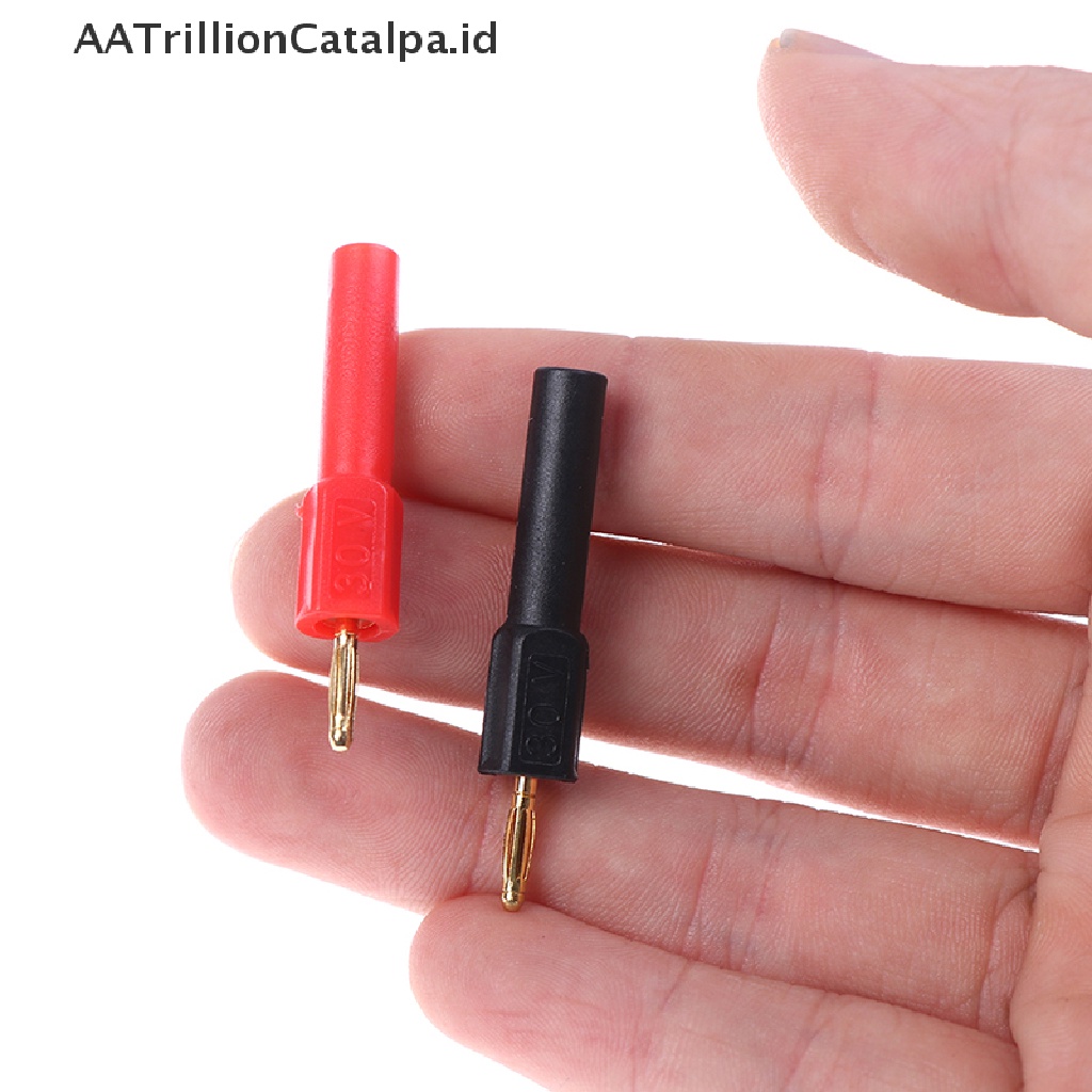 2pcs Jack Konektor Banana Plug Male Ke 4mm Female Lapis Emas Ukuran 2mm