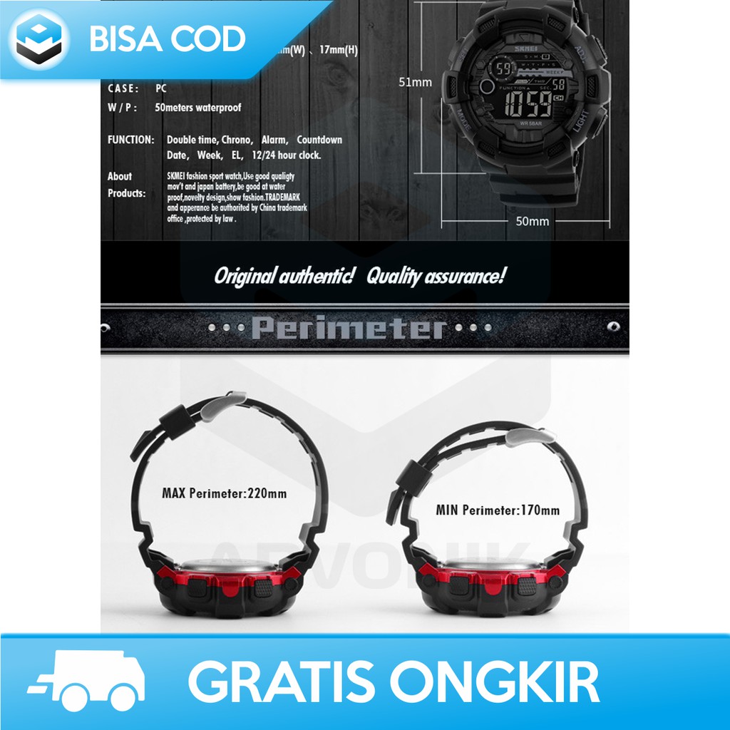 JAM TANGAN DIGITAL PRIA ANTI AIR ORIGINAL SKMEI DG1243 - JAM TANGAN COWOK MURAH DIGITAL BISA COD