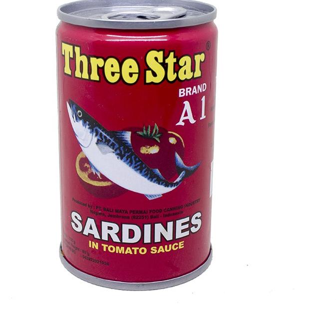 

9.9✔️Paket 6 Pcs Three Star Sarden mini saus tomat Makanan Kaleng 155 g|SQ8