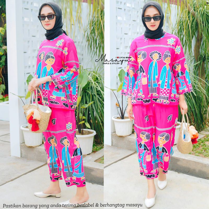 Setelan Wanita Katun Batik Simbok Warna Warni / Set Celana Batik Katun Simbok Bestseller