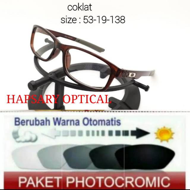 Frame Kacamata Pria Sporty Free Lensa Photocromic Anti UV, Kaca mata Minus, Kacamata Plus