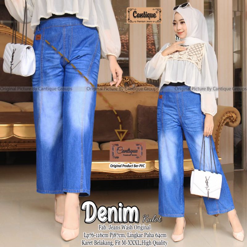 Denim kulot celana kulot jeans wanita by cantique