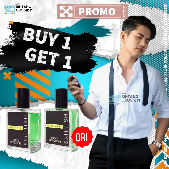Parfum Parfume Skittish Men's Reaction Buy 1 Get 1 Parfum Pemikat Wanita Spray Semprot 50ml Wewangia