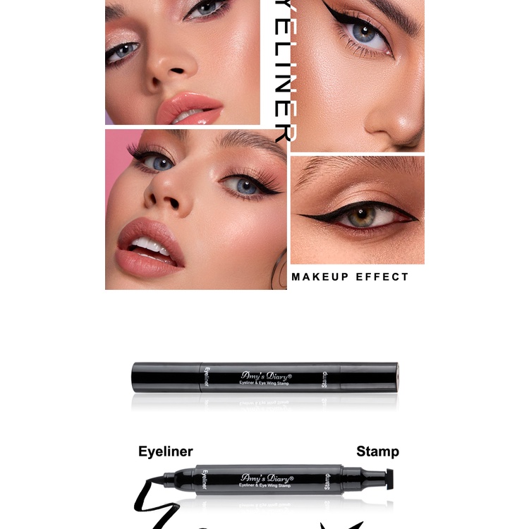 AMY'S DIARY Eyeliner Pen Stamp 2 In 1 New Formula Waterproof Liquid Ukuran Stamp Small