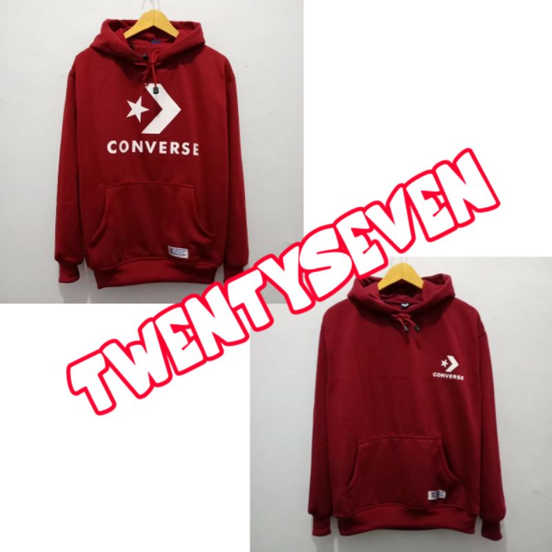 Jaket Distro sweater hoodie Converse merah premium