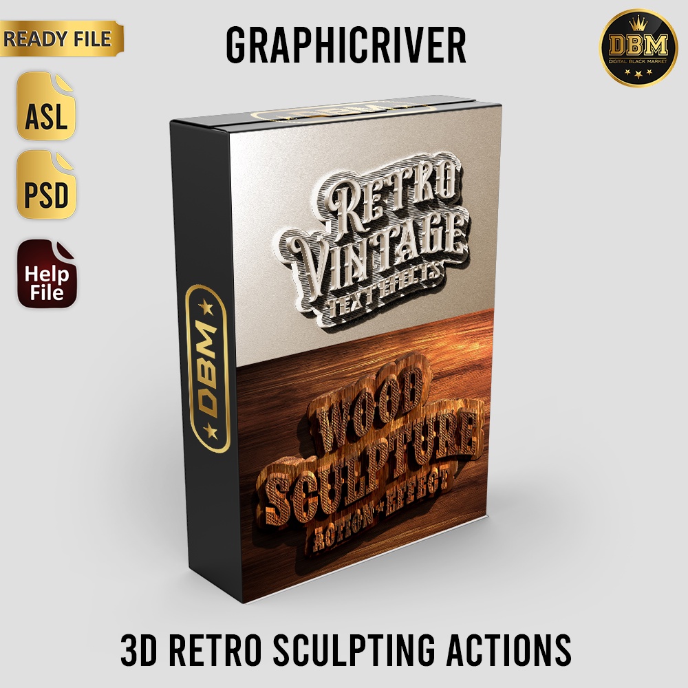 3D Retro Sculpting Actions - Photoshop Action