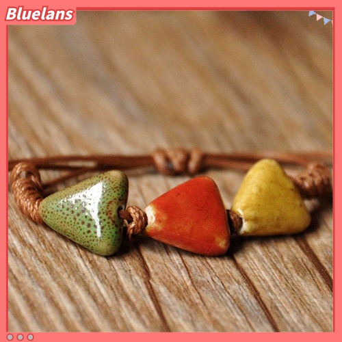 Bluelans Bohemia Unique Natural Ceramics Adjustable Braided Rope Bracelet Bangle