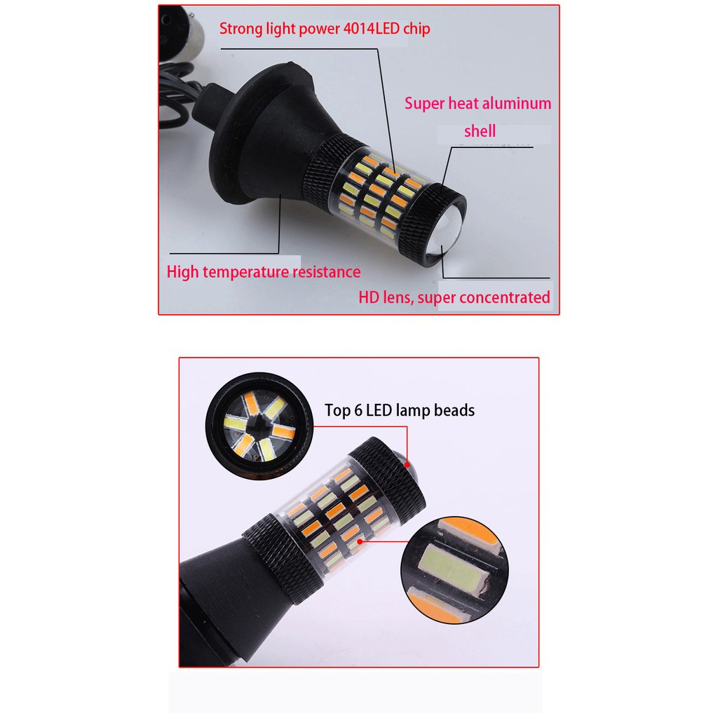 2Pcs【In stock】60 SMD Car DRL&amp;Turn Signal lamp LED T20 1156 Dual Model