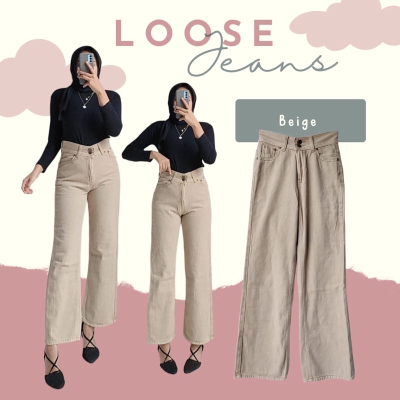 HIGHWAIST LOOSE JEANS TEBAL // CELANA JEANS PANJANG