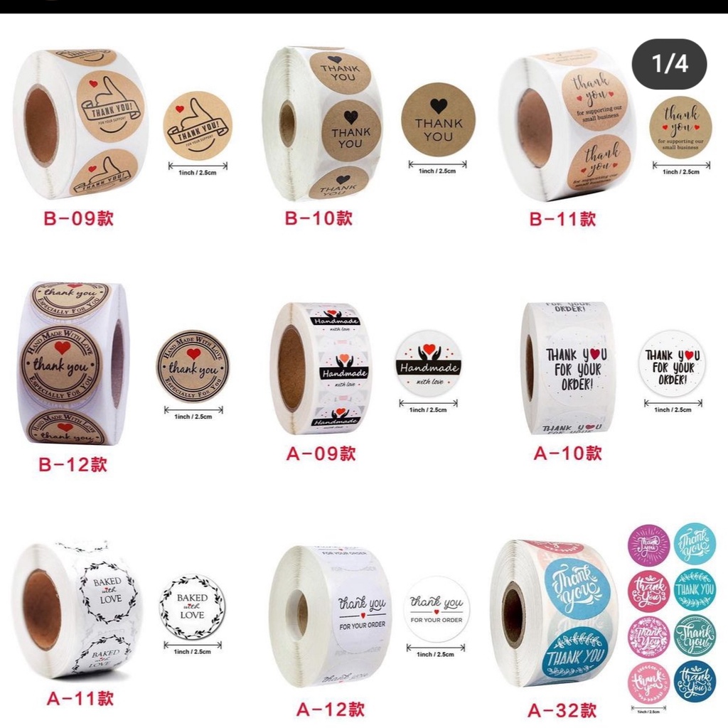 

Sticker Label Thank You 500 pcs Roll Stiker Labeling Box Plastik Makanan Hampers