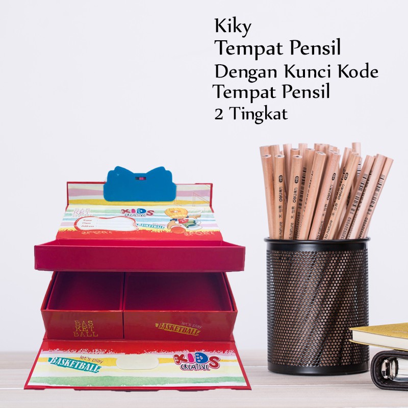 Kiky/Tempat Pensil/Tempat Pensil Kunci Kode/Tempat Pensil 2 tingkat