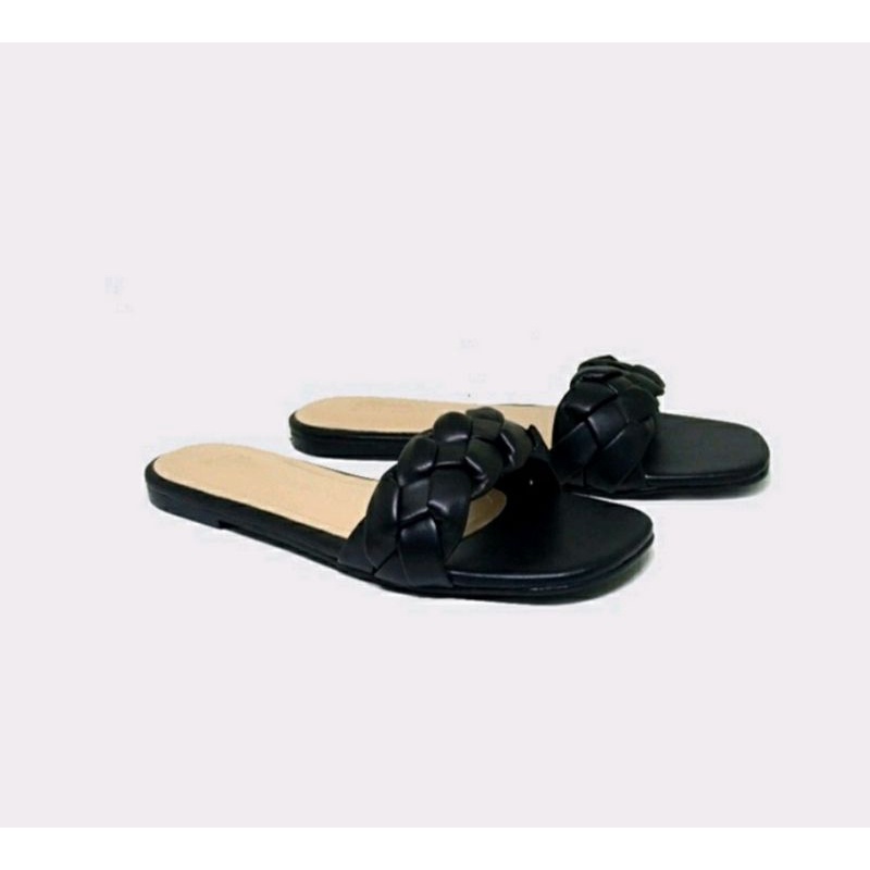 Sandal Slop Kepang Big Size Shoes 41-45 Slop Teplek Wanita JUMBO Sendal Kasual Santai Kaki Gemuk, 44