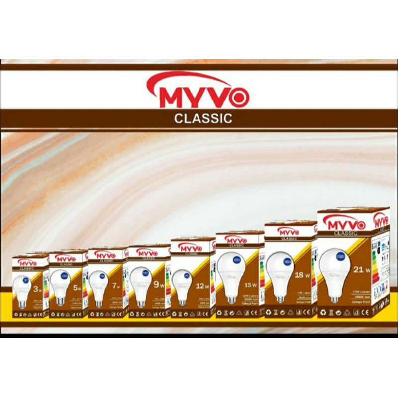 Myvo led bulb classic 3w, 5w, 7w, 9w, 12w, 15w, 18w, 21w