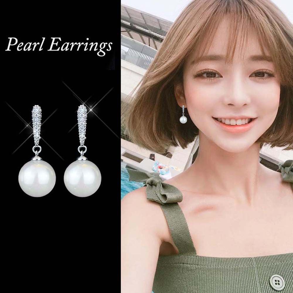 Needway  Lady Ear Studs Women Fashion Drop Earrings Trendy S925 Silver Elegant Sweet Gifts Shell Pearl Jewelry/Multicolor