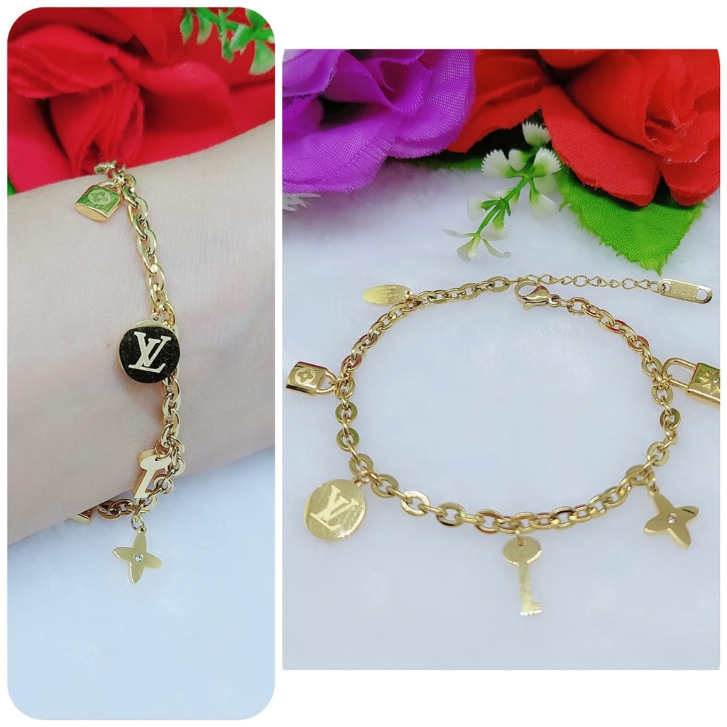 Gelang titanium dobel rantai perhiasa fashion 0421-0423