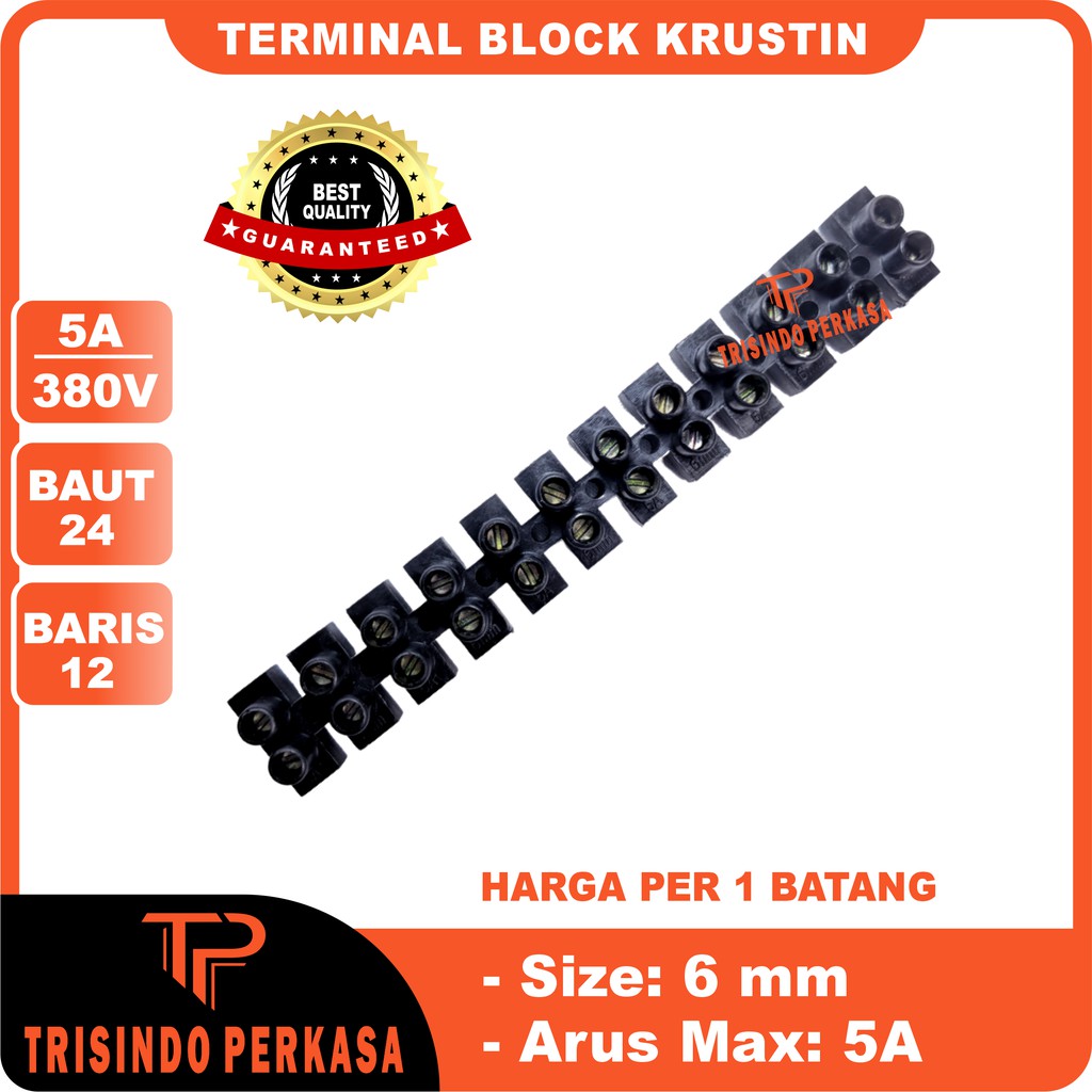 Terminal Krustin 6mm 5Ampere Hitam Klustin Blok