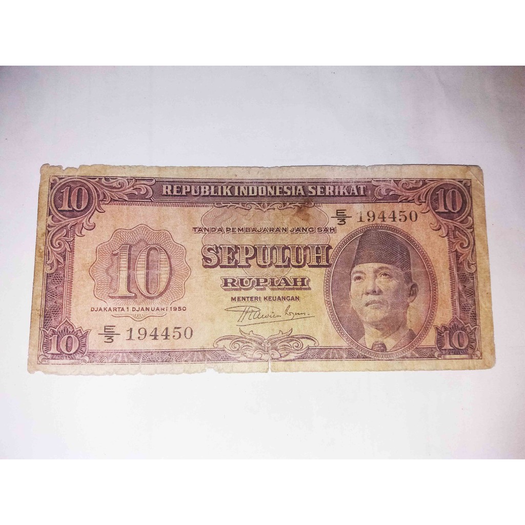 UANG KUNO 10 RUPIAH TAHUN 1950 RIS SUKARNO