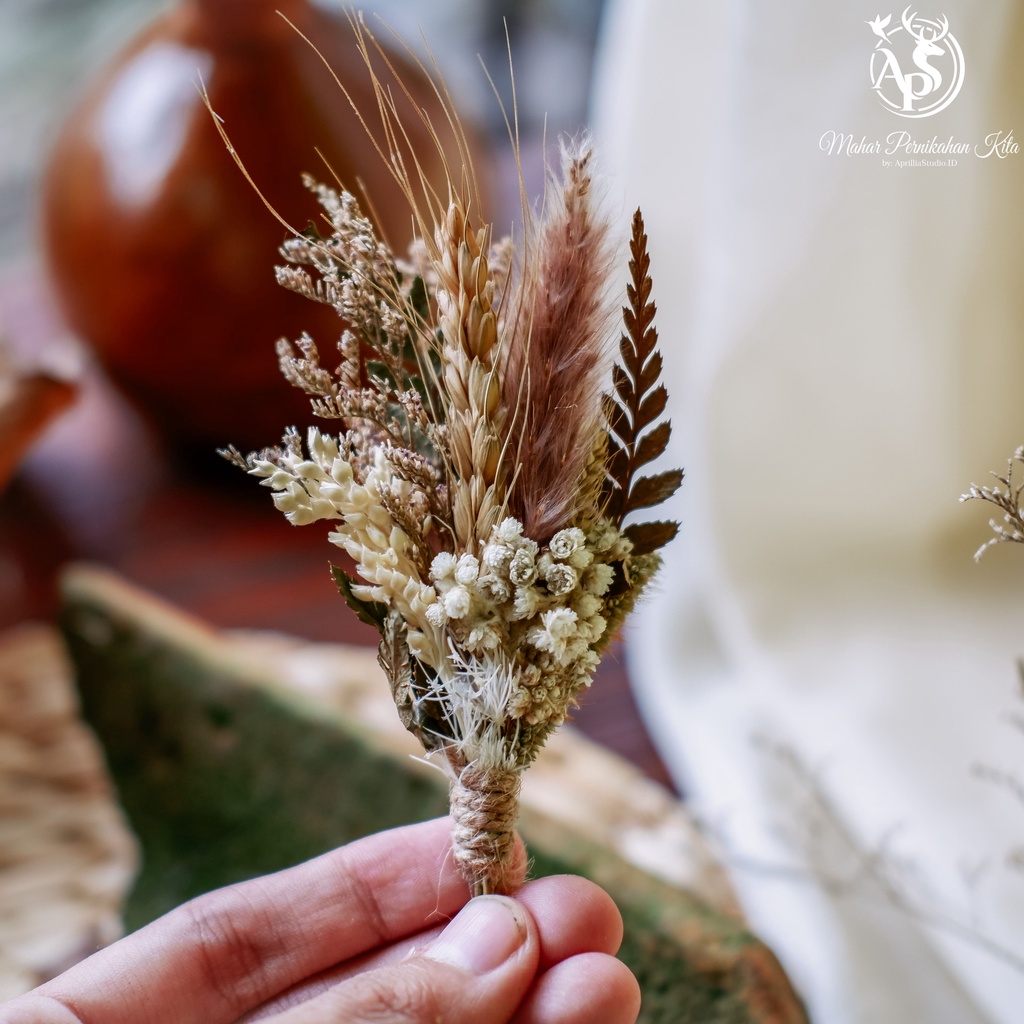 Wedding Corsage bunga pernikahan Dried flower Boutonniere Jas Bunga Pria Eksklusif