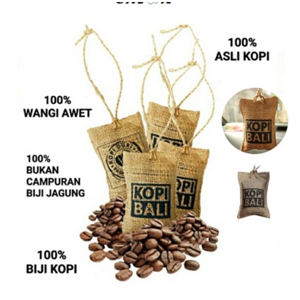 Pengharum Gantungan Mobil Biji KOPI BALI Parfum Ruangan Model Gantung Kantung Goni Aroma Coffee Lampung Gayo