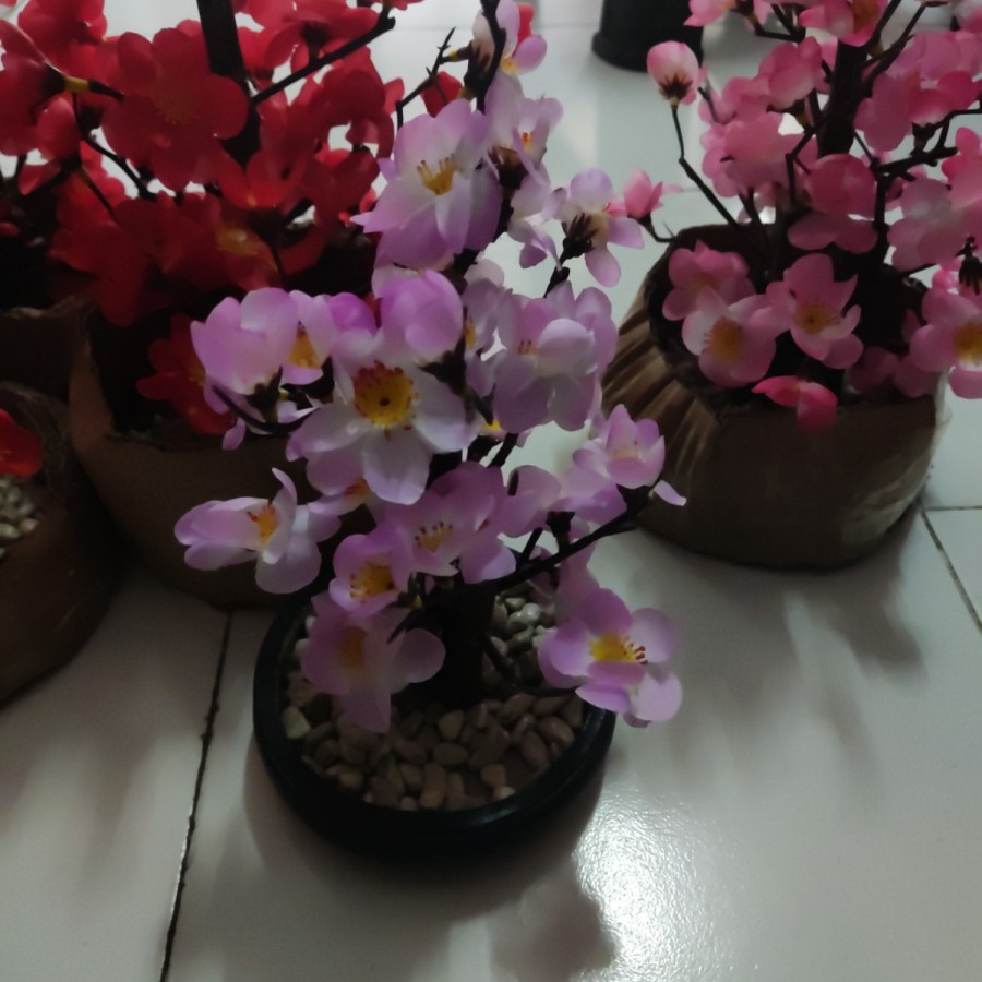 bunga mei hwa mei hua artificial sakura imlek hiasan meja