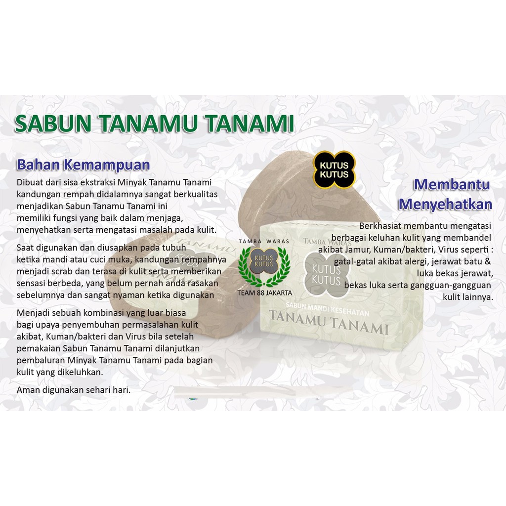 15 Sabun Mandi TANAMU TANAMI 100 gram Kutus Kutus - Tamba Waras