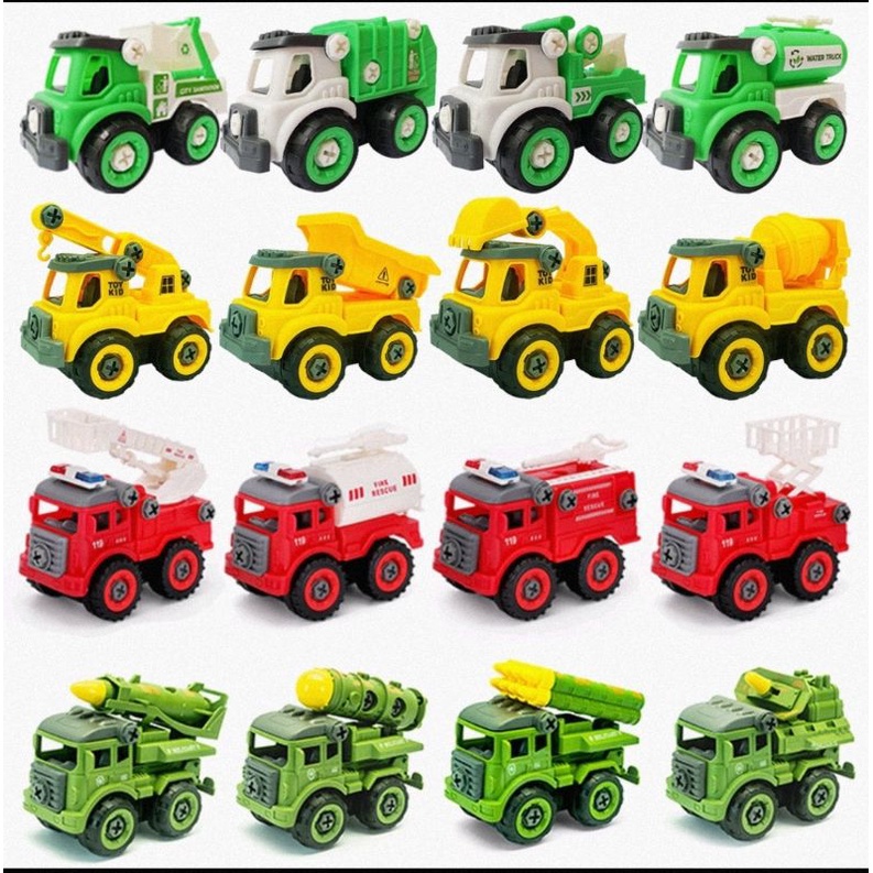 MAINAN DIY TRUCK MAINAN EDUKATIF ANAK DIY TRUCK MILITER BONGKAR PASANG TRUCK PEMADAM DIY KENDARAAN M
