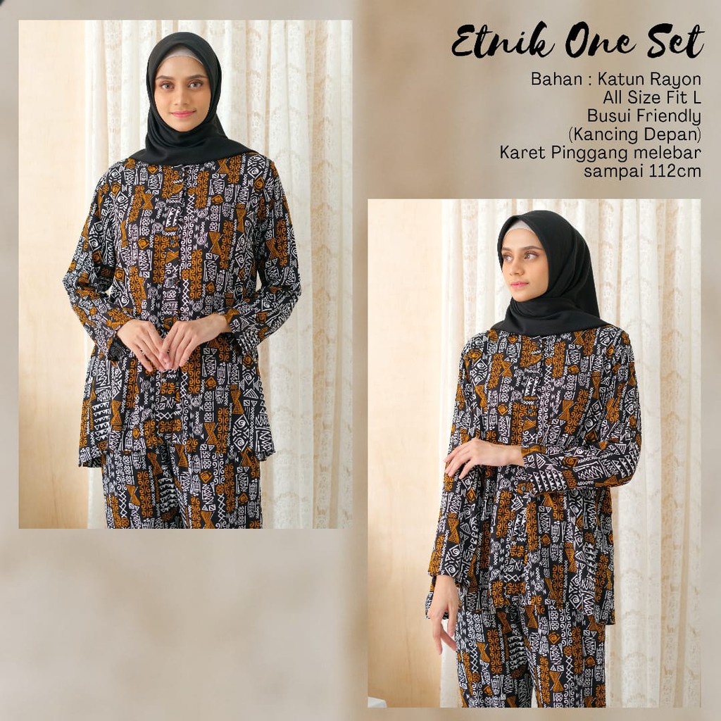 Piyama Dewasa - One Set Kekinian - Setelan Wanita Abstrak - Etnik One Set - One Set Katun Rayon