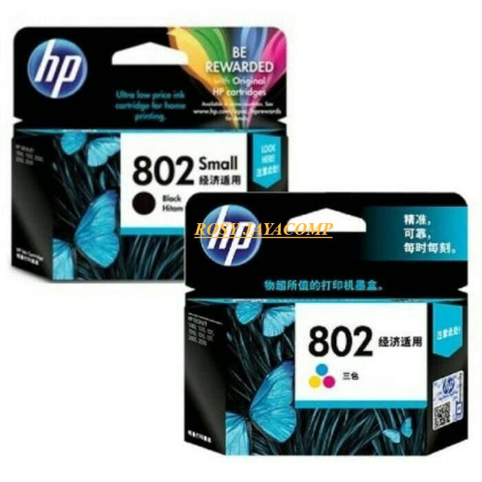 TINTA PAKETAN HP 802 BLACK DAN 802 COLOR ORIGINAL