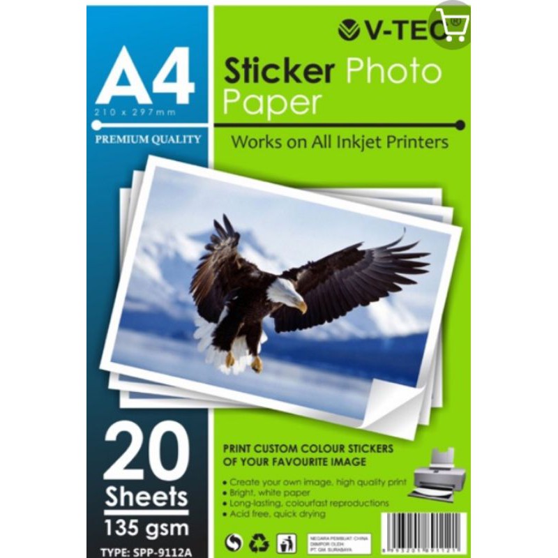 

Sticker Photo Paper V-tec / sticker foto V-tec ( kertas stiker buat printer rumahan)