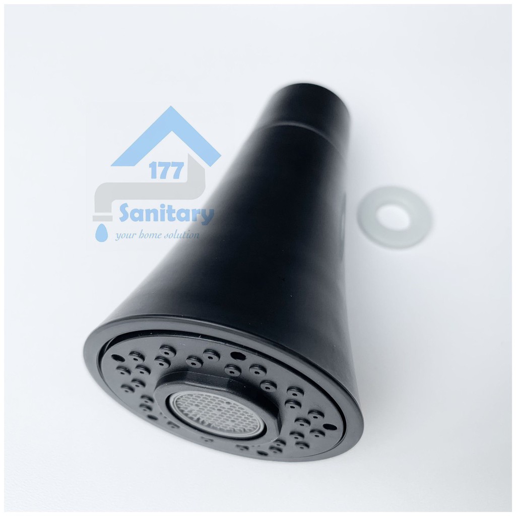 Saringan sink 2in1 Terompet HITAM- sambungan Kepala Kran bak cuci piring Hemat air BLACK filter dapur spare part head sink