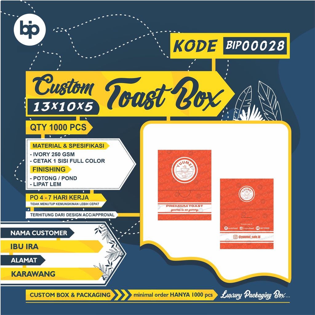 BIP00028 I Custom Toast Box I 13 x 10 x 5