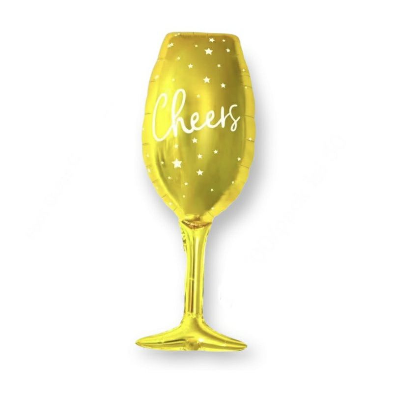 Balon Foil Gelas Cheers Wine Glass Gold Jumbo