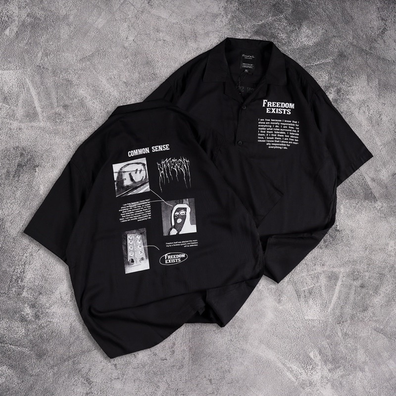 [N00494] Kemeja Distro Motif / Full Print Motif FREEDOM EXISTS