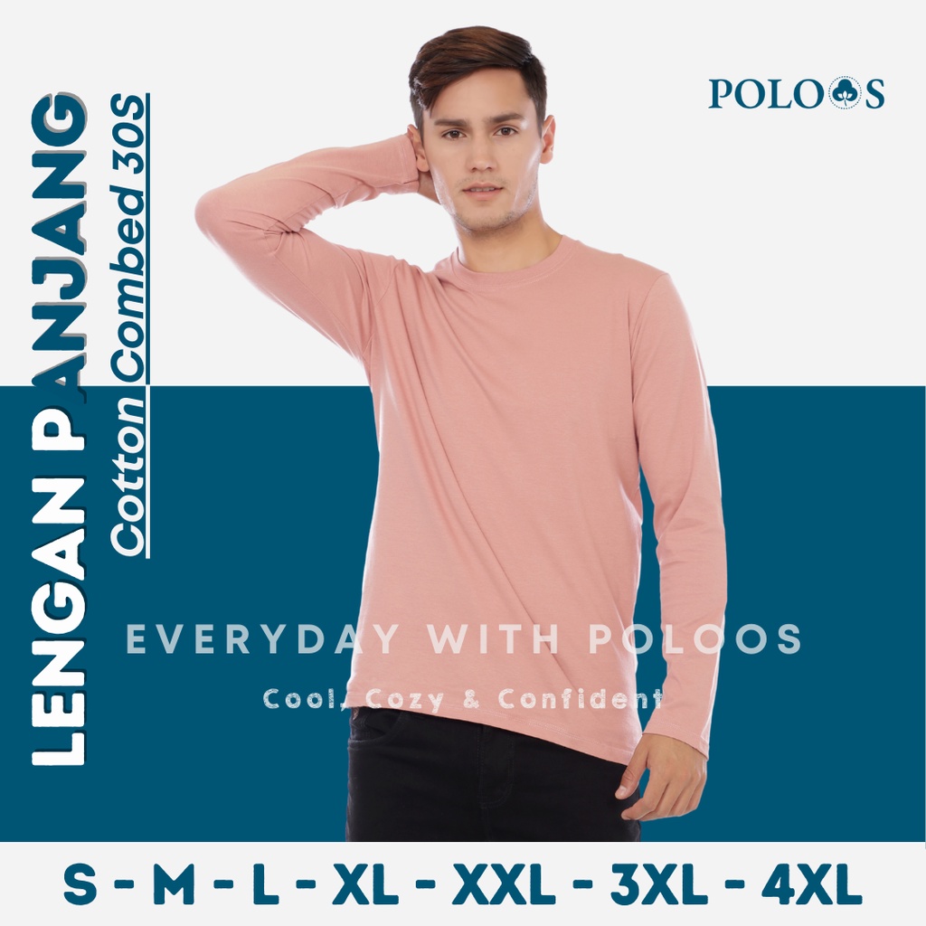 Baju Kaos Polos Pria Lengan Panjang Dusty Pink