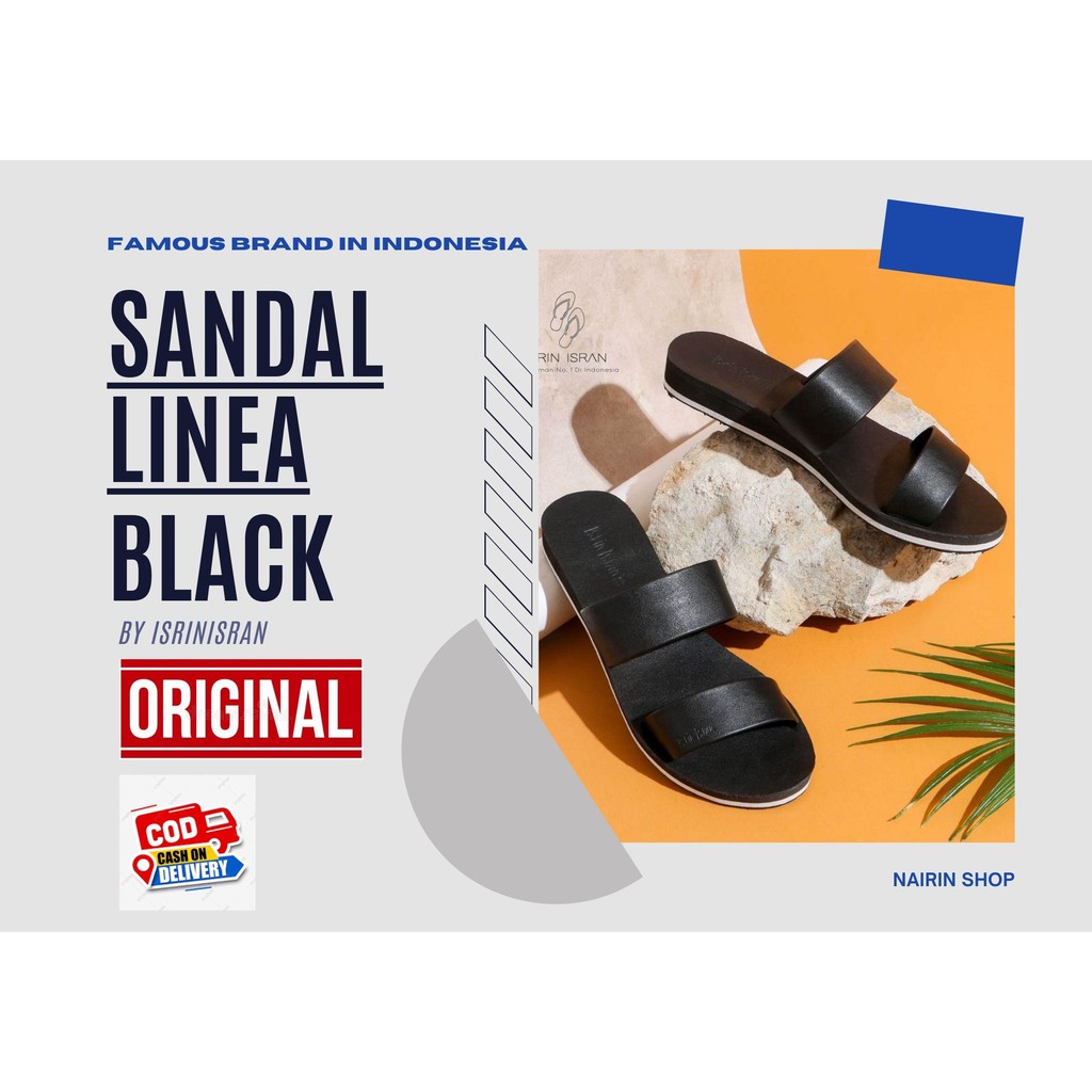 Sandal Selop Wanita - LINEA by ISRIN ISRAN ORIGINAL-Hitam