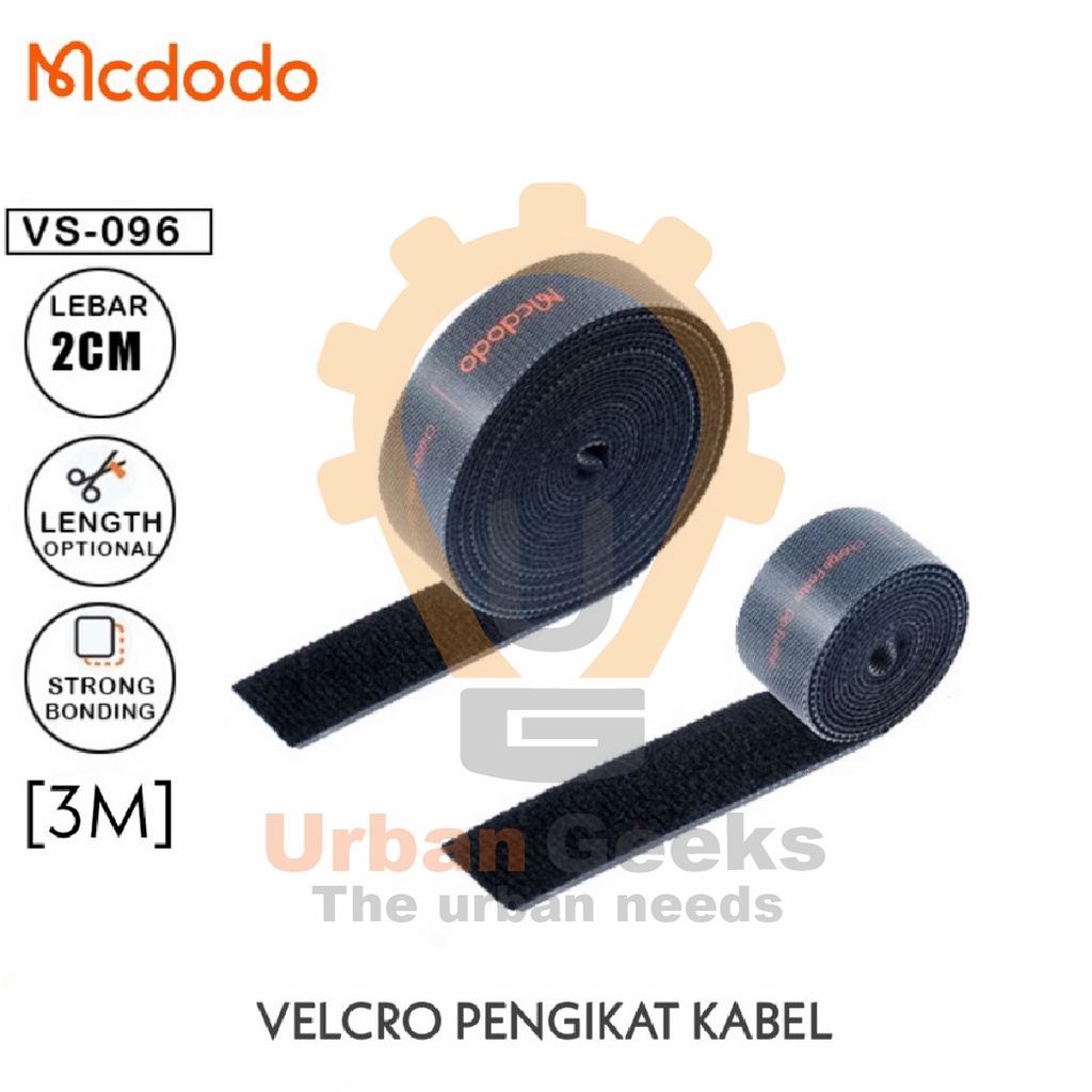 MCDODO VS-096 Velcro Strap Pengikat Perekat Klip Kabel Charger 1M &amp; 3M