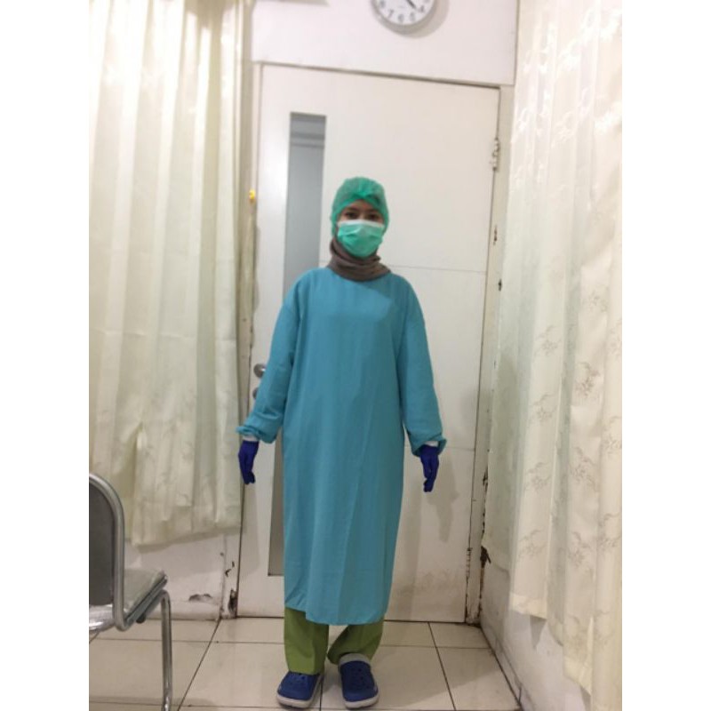 BAJU APD , HAZMAT SUIT , BAJU APD MEDIS , APD , APD MEDIS , APD GOWN , SURGICAL GOWN , HIJAU TOSCA