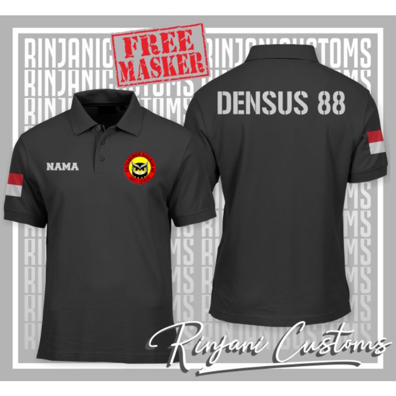 KAOS POLO DENSUS 88-BAJU KERAH DENSUS 88 GRATIS NAMA