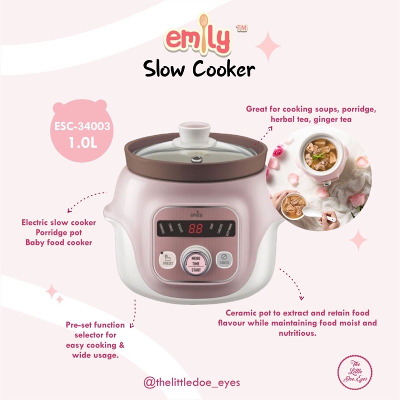 Emily Slow Cooker Claypot 1Liter / Pengolah Makanan MPASI