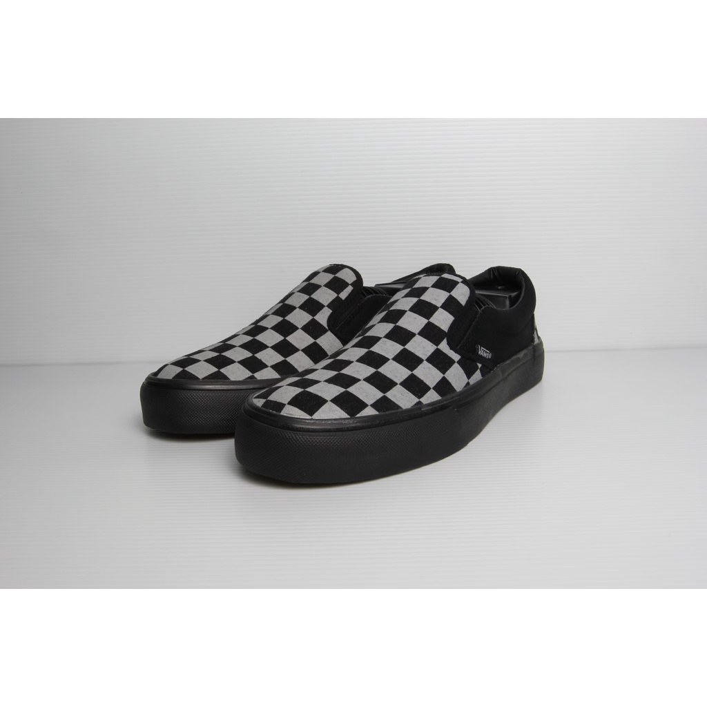 [GRADE ORIGINAL] SEPATU VANS SLIPON CHECKERBOARD CATUR - PUTIH HITAM ABU NAVY-Abu Hitam