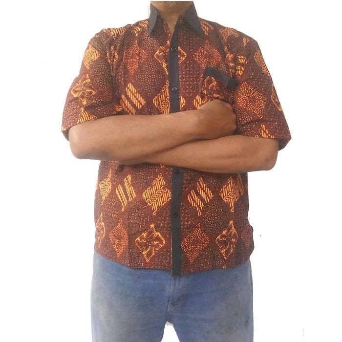 Kemeja Batik Sogan Kombinasi Lis