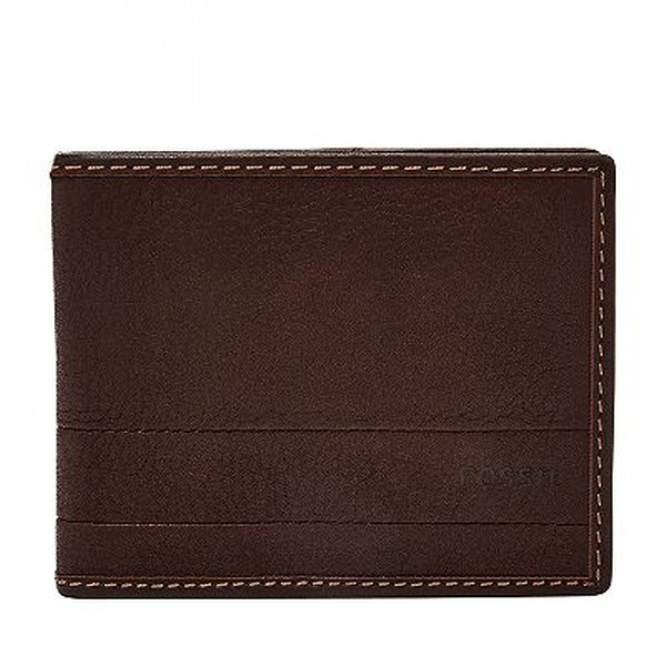 Dompet lipat Pria/laki Fossil SML1392201 Lufkin Bifold Drak Brown Wallet