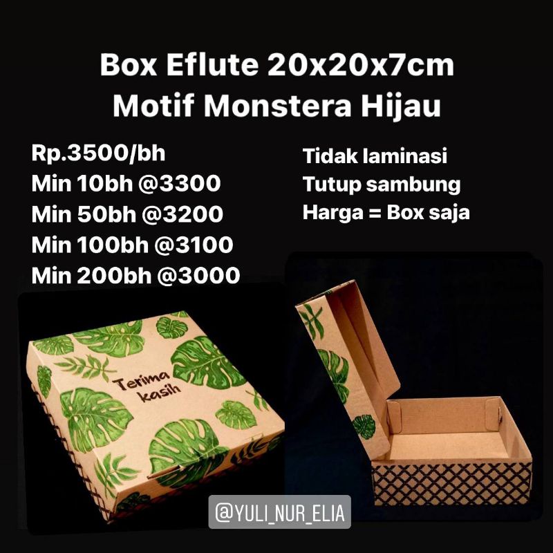 

Box Eflute 20x20x7cm Motif Monstera Hijau