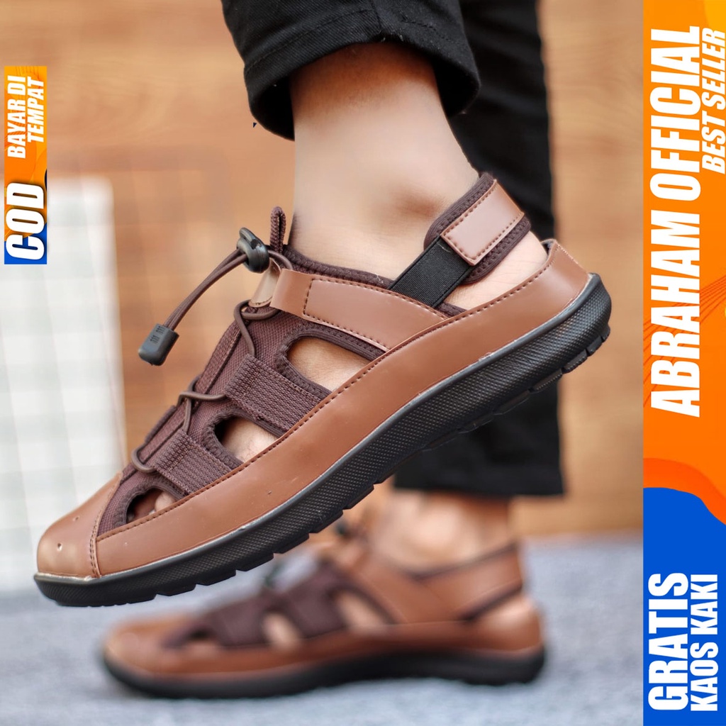 Sepatu Sendal Pria Casual Sepatu Slop Keren Kerja Outdoor Kulit PU Original LEXXA ABRAHAM