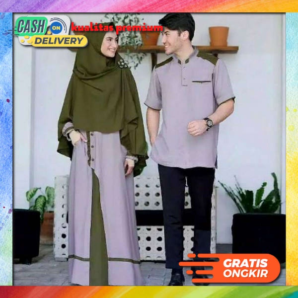 Set Baju Couple Kaftani Pasangan Keluarga Lebaran Terbaru Gamis Couple Kondangan Modern Baju Kapelan
