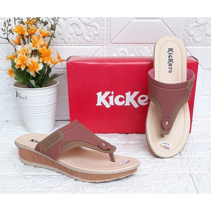 KICKERS SANDAL WEDGES JAPIT WANITA KOMBINASI