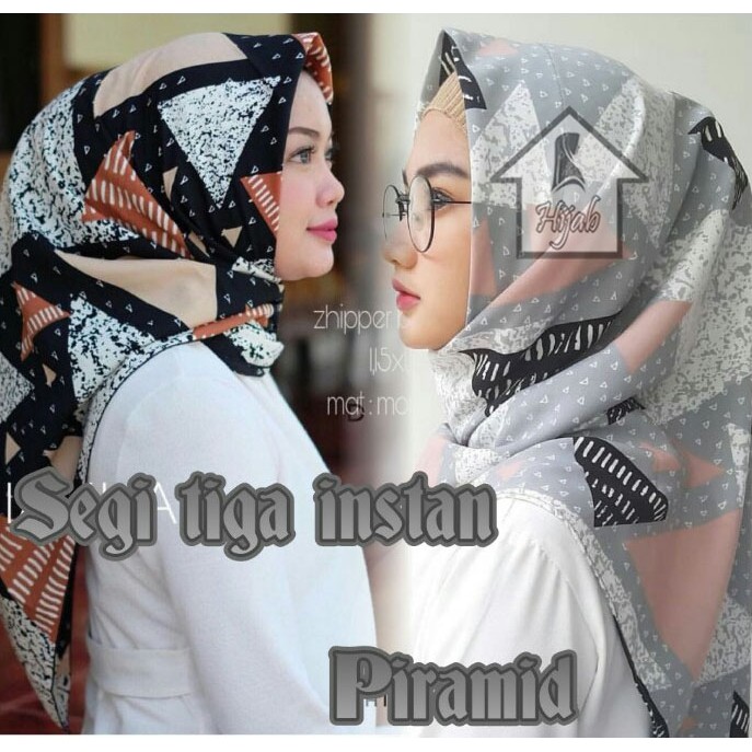 COD-Jilbab Instan Terbaru Kerudung Segitiga Instan Motif Hijab Instan Termurah Rumah Hijab-PIRAMID ABU